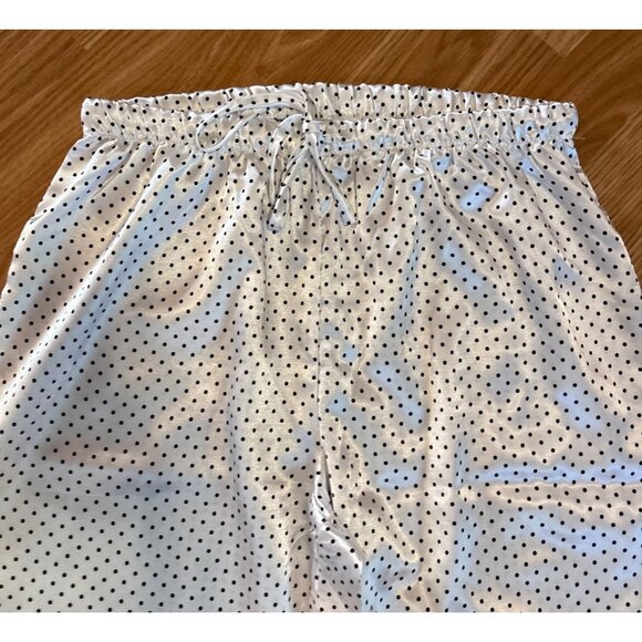 Vanity Fair Pajama Set Womens Satiny Polka Dot White Black Pink Trim Med (10-12) - Picture 8 of 12